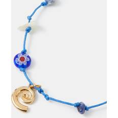 Blue Anklets Accessorize Charm Bead Cord Anklet - Blue