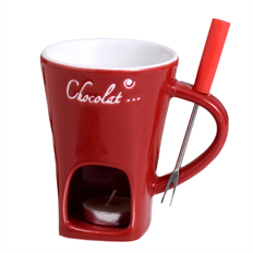 Red Fondue Sans Marque Fondue Mug Set Chocolate Cheese Milk Red