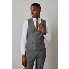 Burton Herr Västar Burton Mens Mid Grey Tonal Check Waistcoat
