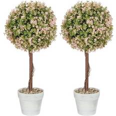 White Artificial Plants Homcom Set of 2 Decorative Murraya Plants 60cm Cream White Artificial Plant