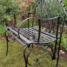 Melody Maison Ornate Black Gold Metal Garden Chair 92cm x 62cm