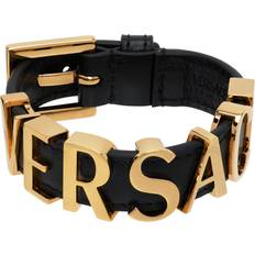 Men - Nickel Free Bracelets Versace Logo Bracelet Black - Noir/Or