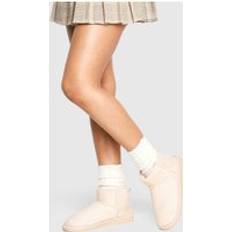 Beige Ankle Boots boohoo Ultra Mini Cosy Ankle Boots - Cream