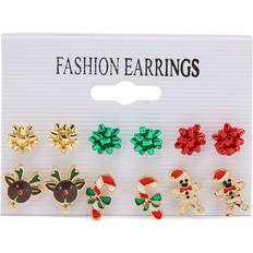 Neoglint Christmas Earrings Cute Elegant Style Alloy Light Weight Decorative - 6 Pairs