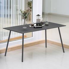 Outdoor Dining Tables OutSunny Alfresco Garden Dining Table for 6 Person with Slat Top