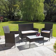 Brown - Rattan Outdoor Lounge Sets Neo 4 Piece Rattan Sofa Table Chair Outdoor Lounge Set