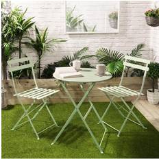 Green - Metal Bistro Sets OHS 3 Metal Chair And Set Pale Green Bistro Set, Table incl. 2 Chairs