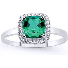 Engagement Rings Jewelco London CZ Halo Cluster Solitaire Engagement Ring - White