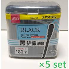 Swabs Daiso Japan Spiral Black Cotton Swab Bud 180pcs Set of 5