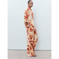 Mango White Trousers & Shorts Mango Flowing Palm Tree Print Trousers - Off White