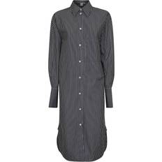 Toteme Klänningar Toteme Black White Striped Cotton Shirt Dress - Black