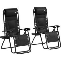 Green Garden Chairs OutSunny Zero Gravity Lounger Folding Recliner Chair 2 Pcs