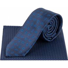 Corbatas Lambretta Paisley Hommes Corbata Punto Pañuelo - Bleu