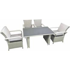 Steel Patio Dining Sets Fimous Rattan Garden Furniture 4 Chairs Plus Rectangular Table Set Light Grey Patio Dining Set