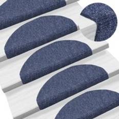 Blue Stair Carpets Berkfield Home Self-adhesive Stair Mats Needle Punch 65x21x4 cm 15 pcs Blue