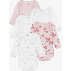 Florals Bodysuits Children's Clothing Petit Bateau Baby Girls Cotton Floral Bodysuits - Pink/White