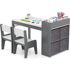 Costway Kids Art Table Chairs Set With Paper Roll