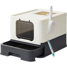 Stängd Kattlåda Beige Svart Anti-läckage