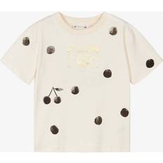 Polka Dots Tops Bonpoint Girls Ivory Cotton Camera T-Shirt - Black Polka Dots