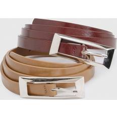 Accessories boohoo Buckle Skinny Belt 2 Pack - Multi