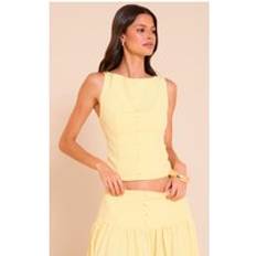 PrettyLittleThing Woven Button Detail Waistcoat - Lemon