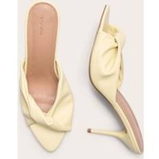 Yellow Heeled Sandals PrettyLittleThing Pu Point Toe Twist Strap High Heeled Mules - Butter Yellow