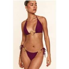 Lila Bikiniunderdelar PrettyLittleThing Trim Detail Tie Side Bikini Bottom - Purple