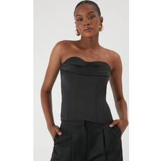 Corsets Misspap Satin Bandeau Draped Corset Top - Black