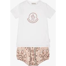 Moncler Other Sets Children's Clothing Moncler Enfant Girls White Cotton Shorts Set With Paisley Print - Pink/White
