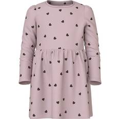 Name It Piger Kjoler Name It Kjole Heart Burnished Lilac Nmfkheart Ls Dress - Pink