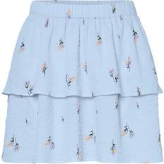 Blomstrede Nederdele Pieces Pcjeo Hw Short Skirt Wvn D2D - Himmelblå/Mørkegrøn/Orange