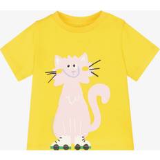 Stella McCartney Kids Girls Yellow Cotton Cat T-Shirt - Yellow