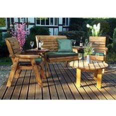 Green Patio Dining Sets Charles Taylor Scandinavian Redwood Garden 4 Seats Green Cushions Patio Dining Set