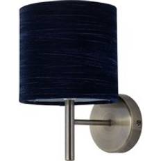Blue Wall Lights Antique Brass with Navy Blue Velvet Shade Wall light