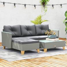 Grey - Wood Outdoor Lounge Sets OutSunny 3 Seater Charcoal Grey L Shaped Garden Sofa Outdoor Lounge Set