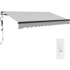 Aluminum Awnings OutSunny 3.5 x 3m Retractable Electric Awning Light Grey