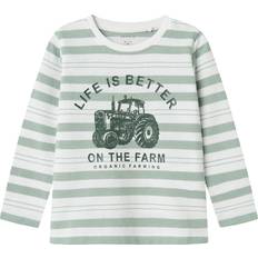 Grøn Bluser & Tunikaer Børnetøj Name It NmmLandon Bright White Bluse - Pastelgrøn/Mørkegrøn/Hvid
