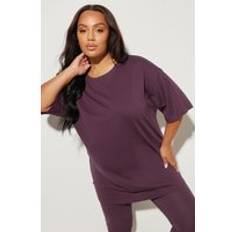 Purple - Women Clothing Yours Curve Relaxed Longline T-Shirt - Purple