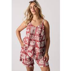Orange Tank Tops Yours Curve Burnt Orange Leaf Print Cami Top - Burnt Orange