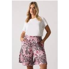 Paisley Trousers & Shorts Yours Curve Pink Paisley Print Textured Shorts - Pink