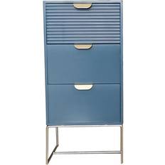 Blue Bedside Tables Buttercup Farm 3 Drawer Wood L24 x W30 x H64 cm Blue Bedside Table