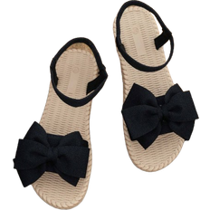 Slippers & Sandals Shein Women's Summer Black Cute Butterfly Flower Flat Sandals, Comfortable Lightweight Ankle Strap Fabric Shoes Suitable For Dates, Parties, Beach Valentines
