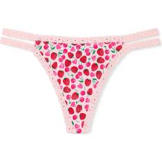Victoria's Secret Pink Wink Strappy Thong Panty - Pink Cherry Heart Print