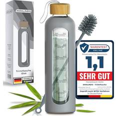 1l glasflaska Amalindo 1 Liter Okrossbar Glasflaska Vattenflaska 1L