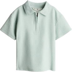 Dragkedja Pikétröjor Barnkläder H&M Zip Top Polo Shirt - Light Green (1250831001)