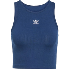 Blåa Linnen adidas Essentials Ribbed Tank Top Women - Night Indigo