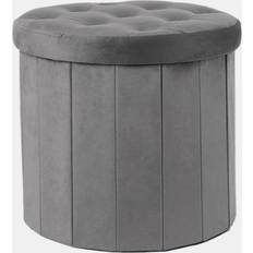 OHS Foldable Round Storage Charcoal Foot Stool 42cm