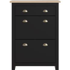 GFW Lancaster Black/Oak Shoe Rack 78x108cm