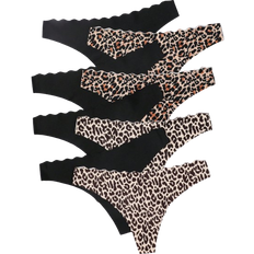 Yoga Underwear Shein 8pcs/Set Women Breathable Leopard Print Wave Pattern Seamless Underwear, Suitable For Daily Wear, Sports, Yoga