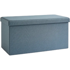 Dunelm Furniture Dunelm Faux Linen Pacific Blue Storage Bench 76x38cm